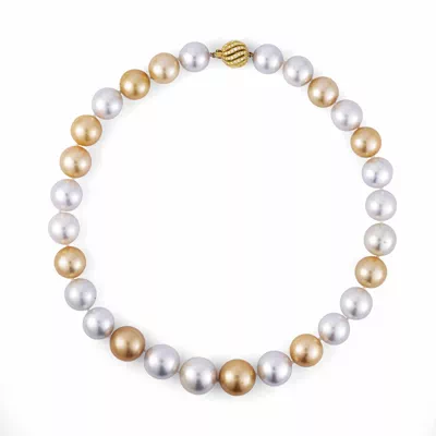 White & Golden South Sea Pearl Necklace (14–17mm)