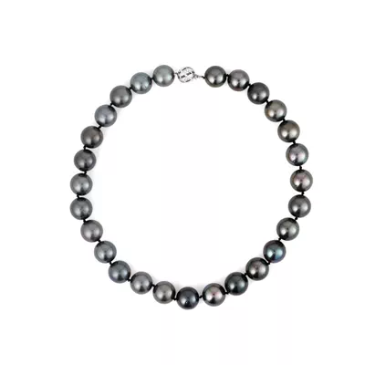 Tahitian Black Pearl Necklace (15–16 mm, 18.5")