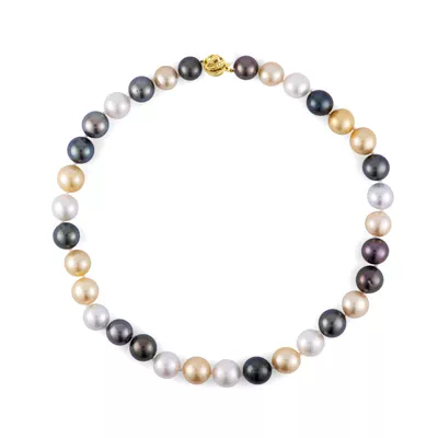 Tahitian Black Pearl & Golden South Sea Pearl Necklace (11–13mm)