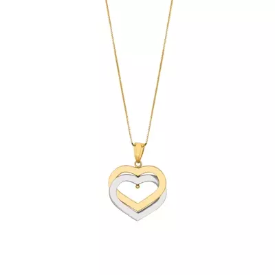 Interlocking Two-Tone Hearts Gold Necklace