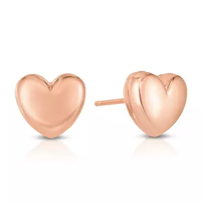 Petite Puffed Heart Gold Stud Earrings