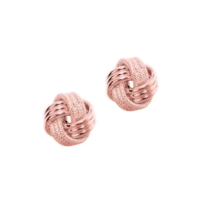 Textured Love Knot Gold Stud Earrings