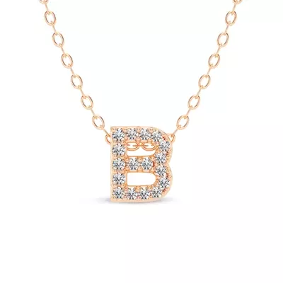 Petite Diamond Initial Necklace – B
