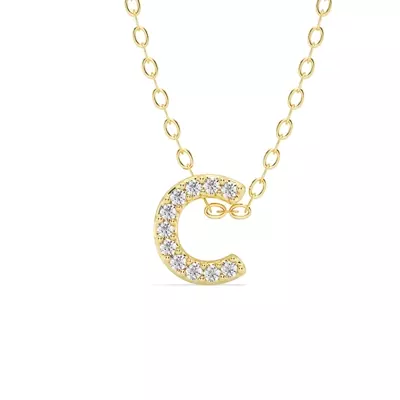 Petite Diamond Initial Necklace – C