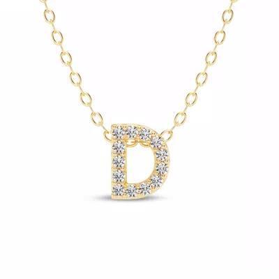 Petite Diamond Initial Necklace – D