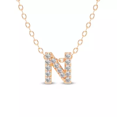 Petite Diamond Initial Necklace – N