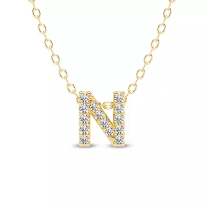 Petite Diamond Initial Necklace – N
