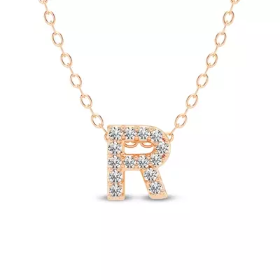 Petite Diamond Initial Necklace – R