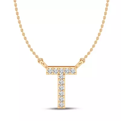 Diamond Initial Necklace – T