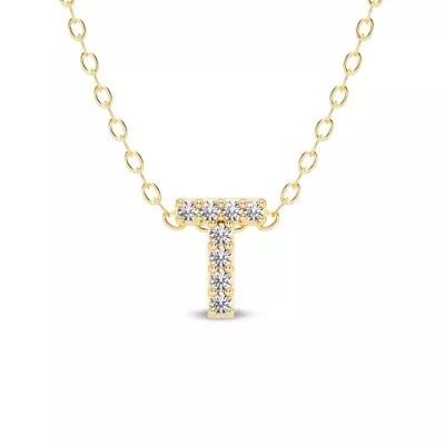 Petite Diamond Initial Necklace – T