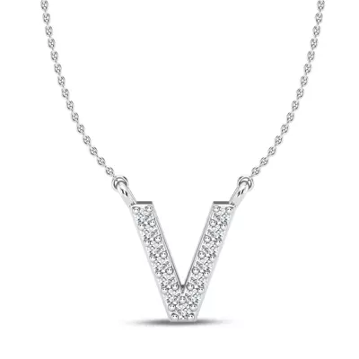 Diamond Initial Necklace – V