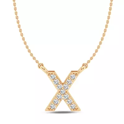 Diamond Initial Necklace – X