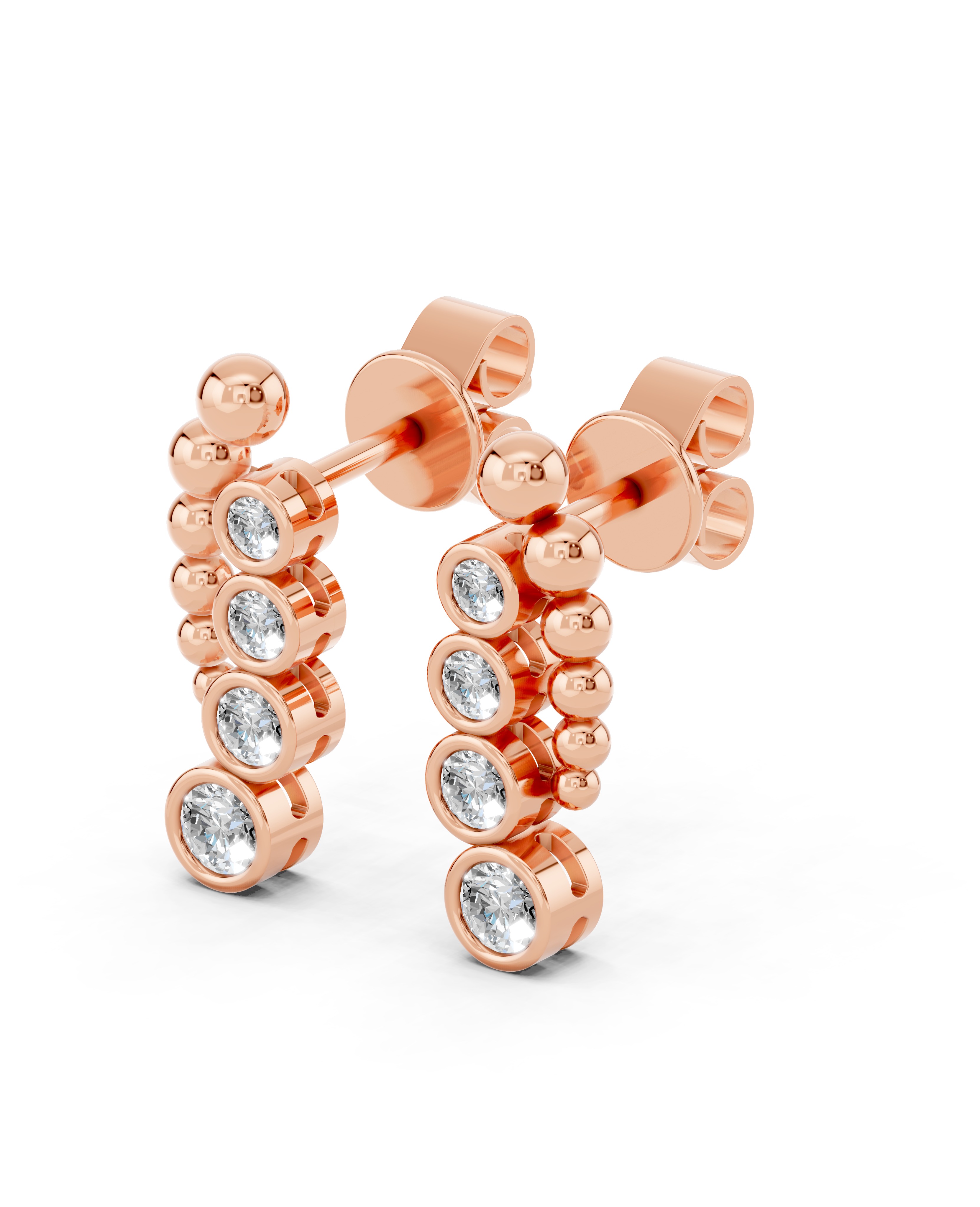 Beaded Bezel Lab Diamond Drop Earrings