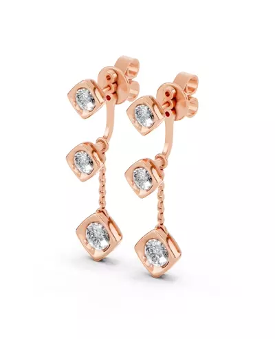 Dimensional Frame Diamond Drop Earrings