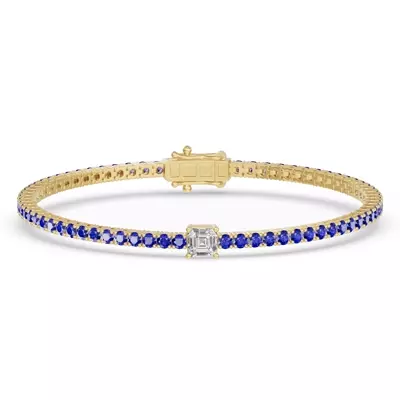Lunava Sapphire & Asscher Lab Diamond Tennis Bracelet