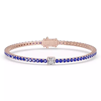 Lunava Sapphire & Asscher Lab Diamond Tennis Bracelet