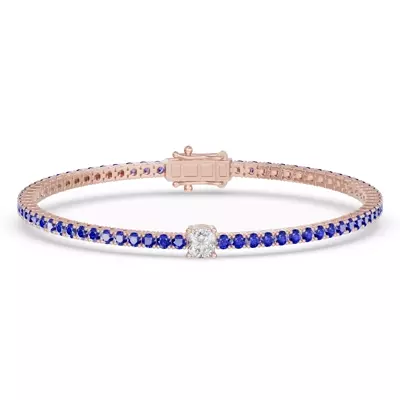 Lunava Sapphire & Cushion Lab Diamond Tennis Bracelet