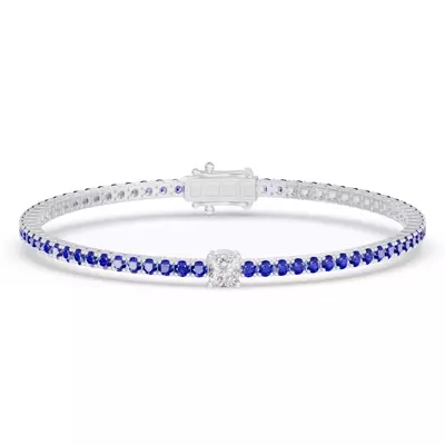 Lunava Sapphire & Cushion Lab Diamond Tennis Bracelet