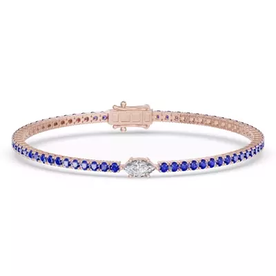 Lunava Sapphire & Marquise Lab Diamond Tennis Bracelet