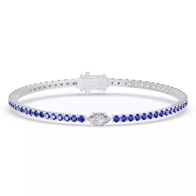 Lunava Sapphire & Marquise Lab Diamond Tennis Bracelet