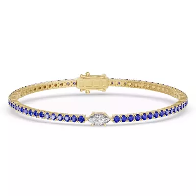 Lunava Sapphire & Marquise Lab Diamond Tennis Bracelet