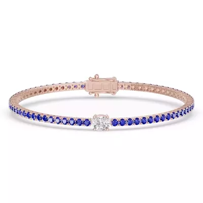 Lunava Sapphire & Oval Lab Diamond Tennis Bracelet
