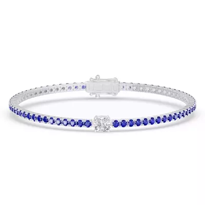 Lunava Sapphire & Oval Lab Diamond Tennis Bracelet