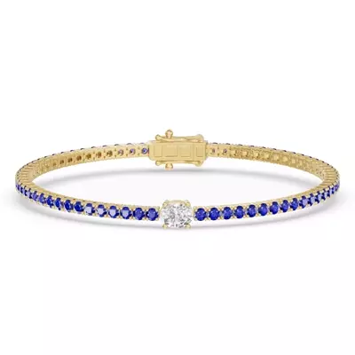 Lunava Sapphire & Oval Lab Diamond Tennis Bracelet