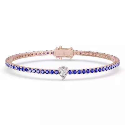 Lunava Sapphire & Pear Lab Diamond Tennis Bracelet