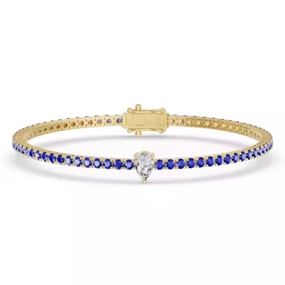 Lunava Sapphire & Pear Lab Diamond Tennis Bracelet