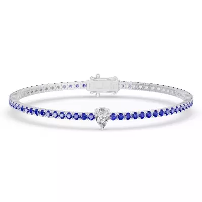 Lunava Sapphire & Pear Lab Diamond Tennis Bracelet