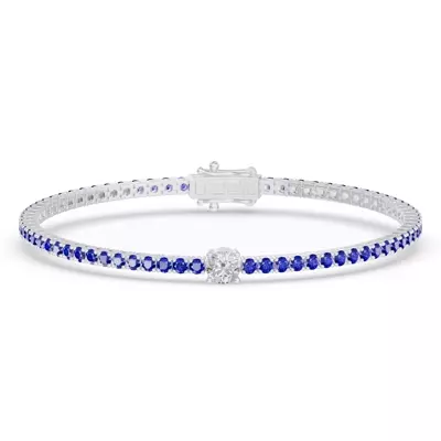 Lunava Sapphire & Round Lab Diamond Tennis Bracelet