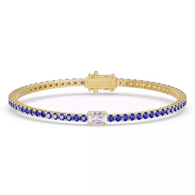 Lunava Sapphire & Radiant Lab Diamond Tennis Bracelet