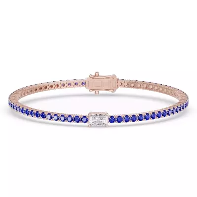 Lunava Sapphire & Radiant Lab Diamond Tennis Bracelet