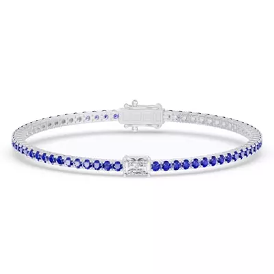 Lunava Sapphire & Radiant Lab Diamond Tennis Bracelet