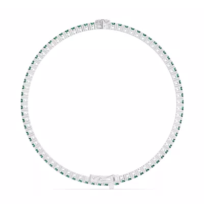 Lunava Green Emerald & Heart Lab Diamond Tennis Bracelet