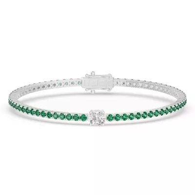Lunava Green Emerald & Oval Lab Diamond Tennis Bracelet
