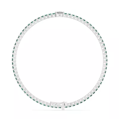 Lunava Green Emerald & Princess Lab Diamond Tennis Bracelet