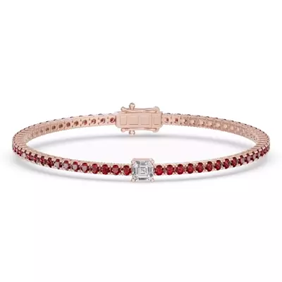Lunava Ruby & Asscher Lab Diamond Tennis Bracelet