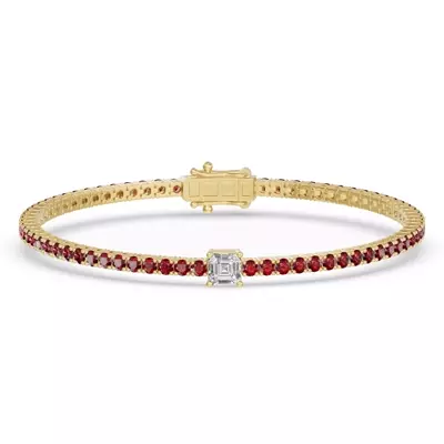 Lunava Ruby & Asscher Lab Diamond Tennis Bracelet