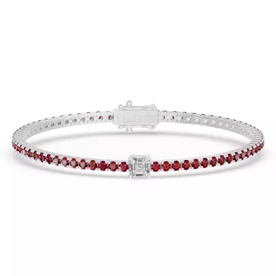 Lunava Ruby & Asscher Lab Diamond Tennis Bracelet