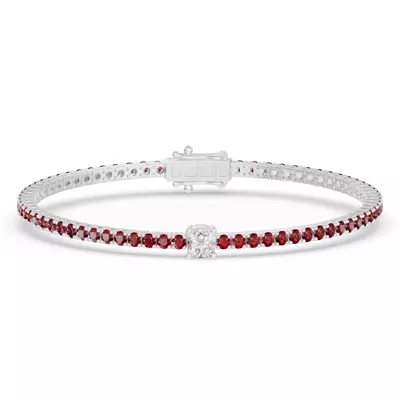 Lunava Ruby & Cushion Lab Diamond Tennis Bracelet