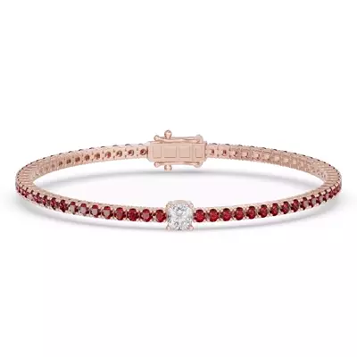Lunava Ruby & Cushion Lab Diamond Tennis Bracelet