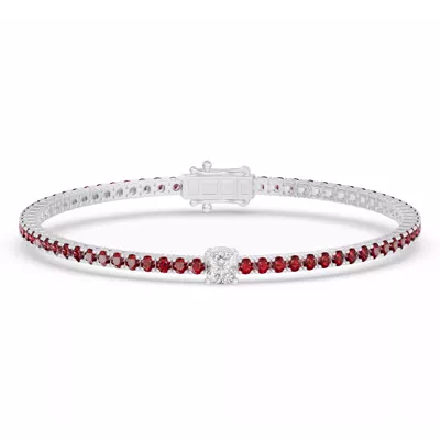 Lunava Ruby & Cushion Lab Diamond Tennis Bracelet