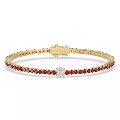 Lunava Ruby & Cushion Lab Diamond Tennis Bracelet