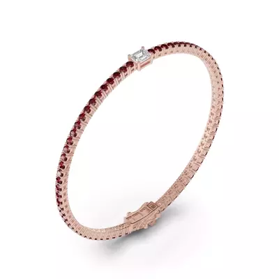 Lunava Ruby & Emerald-Cut Lab Diamond Tennis Bracelet