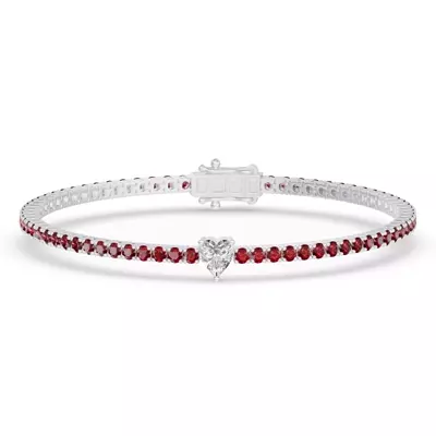 Lunava Ruby & Heart Lab Diamond Tennis Bracelet