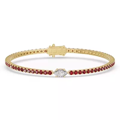 Lunava Ruby & Marquise Lab Diamond Tennis Bracelet