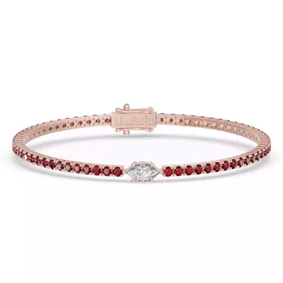 Lunava Ruby & Marquise Lab Diamond Tennis Bracelet