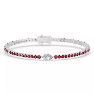 Lunava Ruby & Marquise Lab Diamond Tennis Bracelet